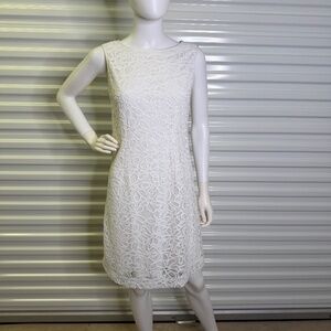London Times White Floral Lacey Sleeveless Sheath Size 6 fully lined Dress